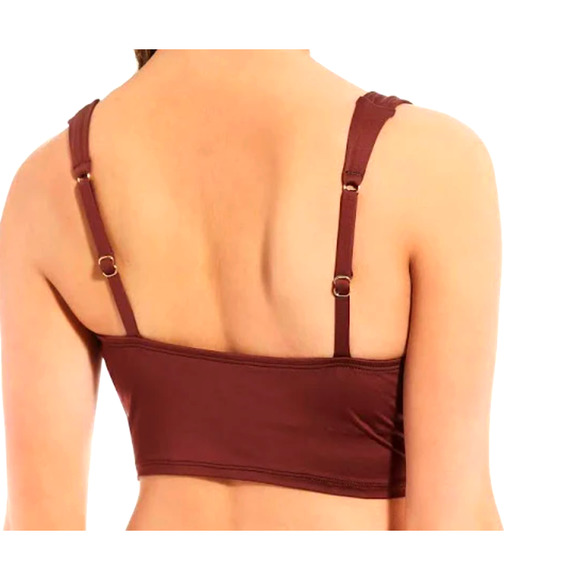 Gibson Latimer Bikini Bralette Lace-up Midkini Crop Top | Sz S, Bronze - Picture 2 of 9